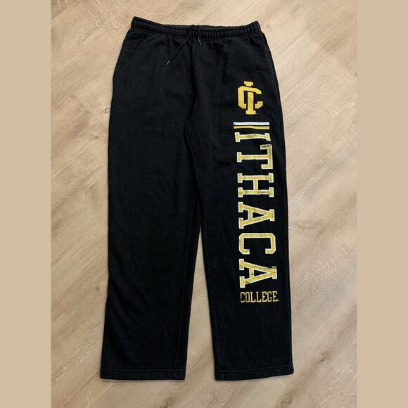 Vintage JanSport Ithaca College Bombers Sweatpants Men's Large L Black Open Hem - Picture 1 of 5